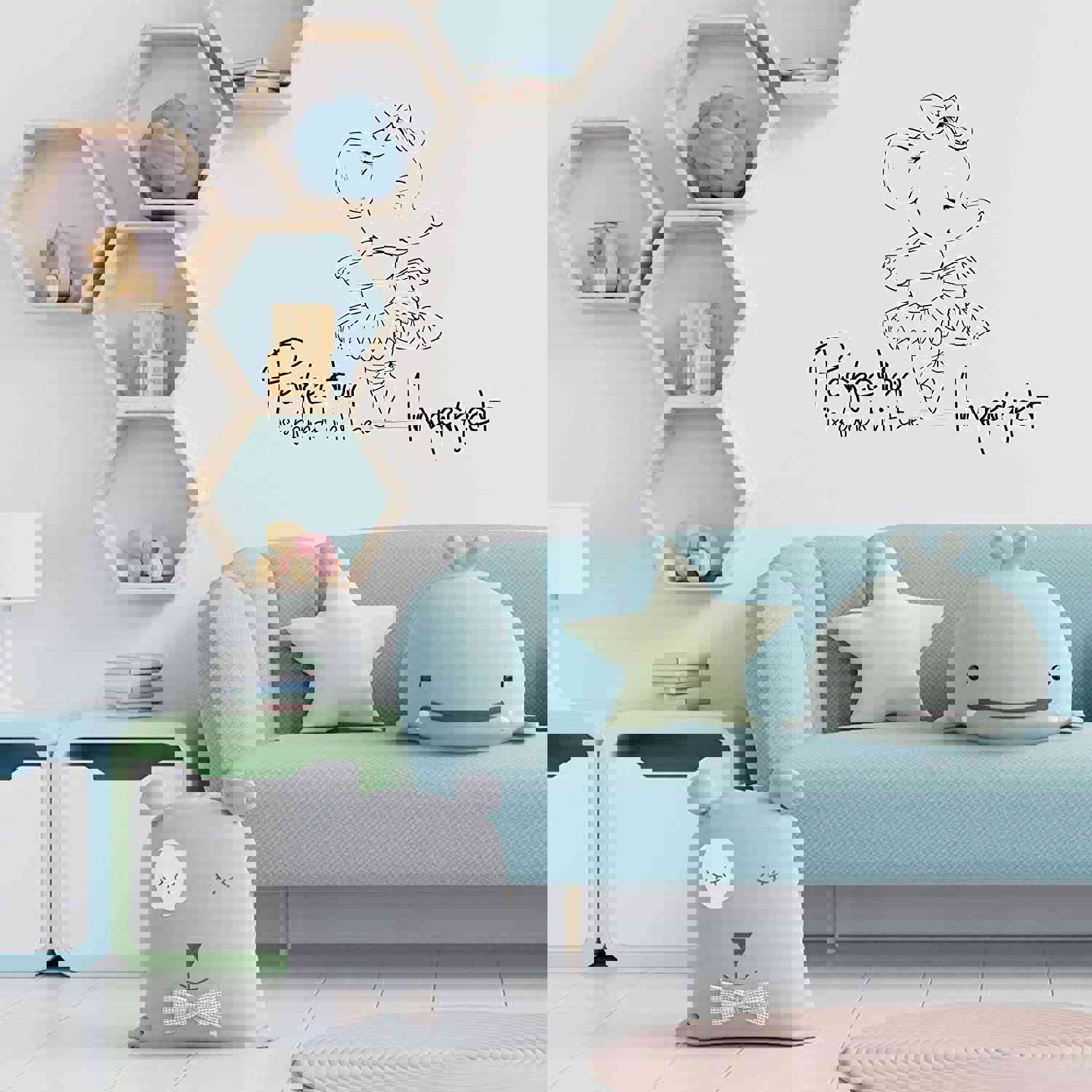 Animal Life Quote Vinyl Wall Sticker Decal - Perfection Baby Elephant Motivation Quote