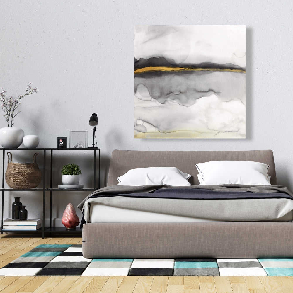 Gold Stripe Abstract Fine Art Gallery Wrapped Canvas 16x48