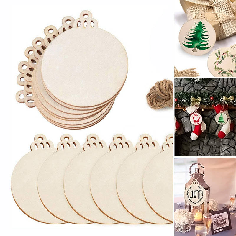 DIY Christmas Wooden Hanging Decorations (30 pcs) - Rustic Craft Ornaments