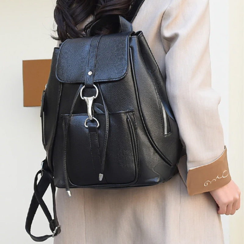 Large Capacity Vintage Leather School Bag, Shoulder Bag and Travel Backpack