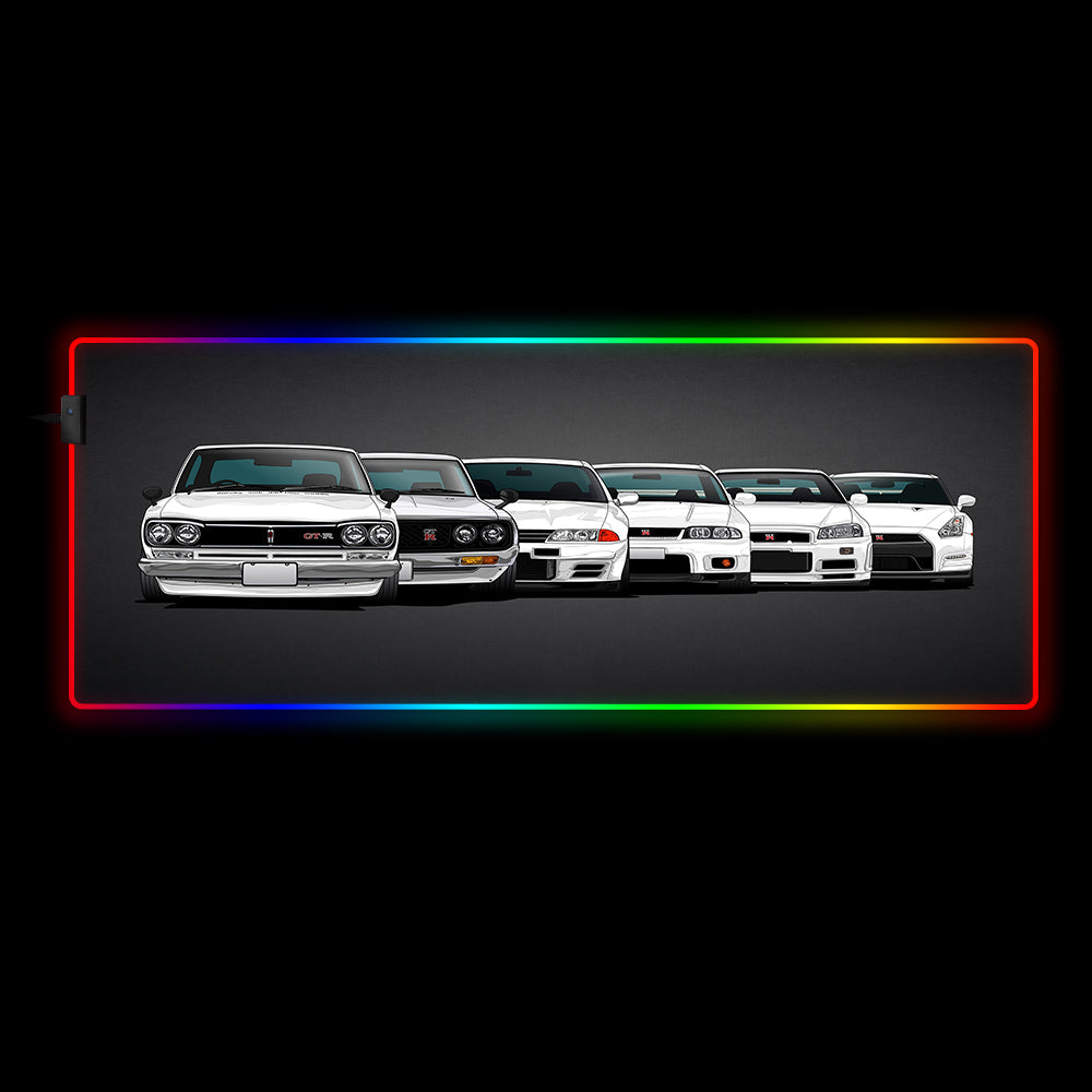 GT-R Evolution Design RGB Gaming Mouse Pad - M-XXL Size, Computer Desk Mat with Dynamic Lighting