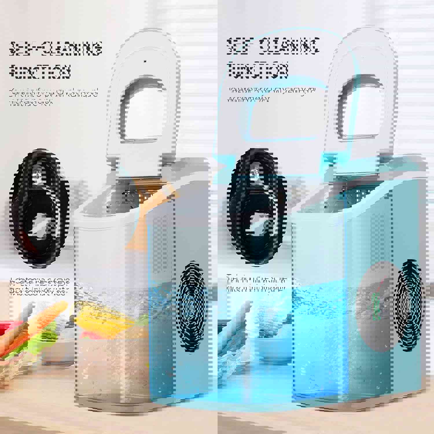 Electric Portable Compact Countertop Automatic Ice Cube Maker Machine with Hand Scoop and Self Cleaning Function 26Lbs/Day Light Green