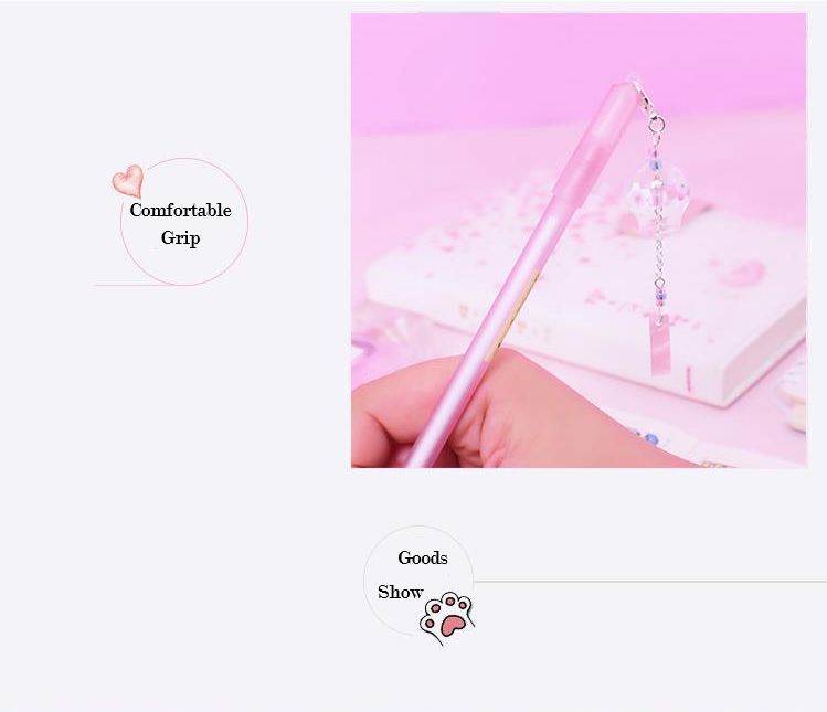 Academyus Gel Pens 0.5mm Kawaii Pendant Ink Gel Pen Writing Marker Student Office Stationery Gift (Random Color)