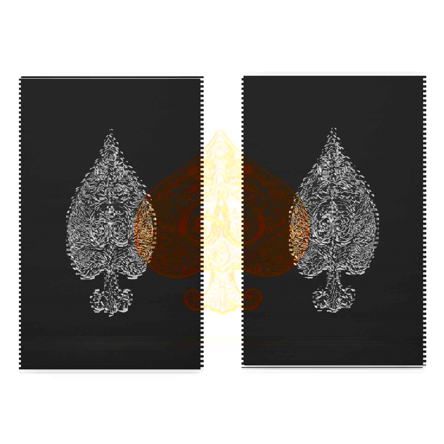3D Gold Spades Playing Card Canvas Wall Art - Ready-to-Hang Home Decor