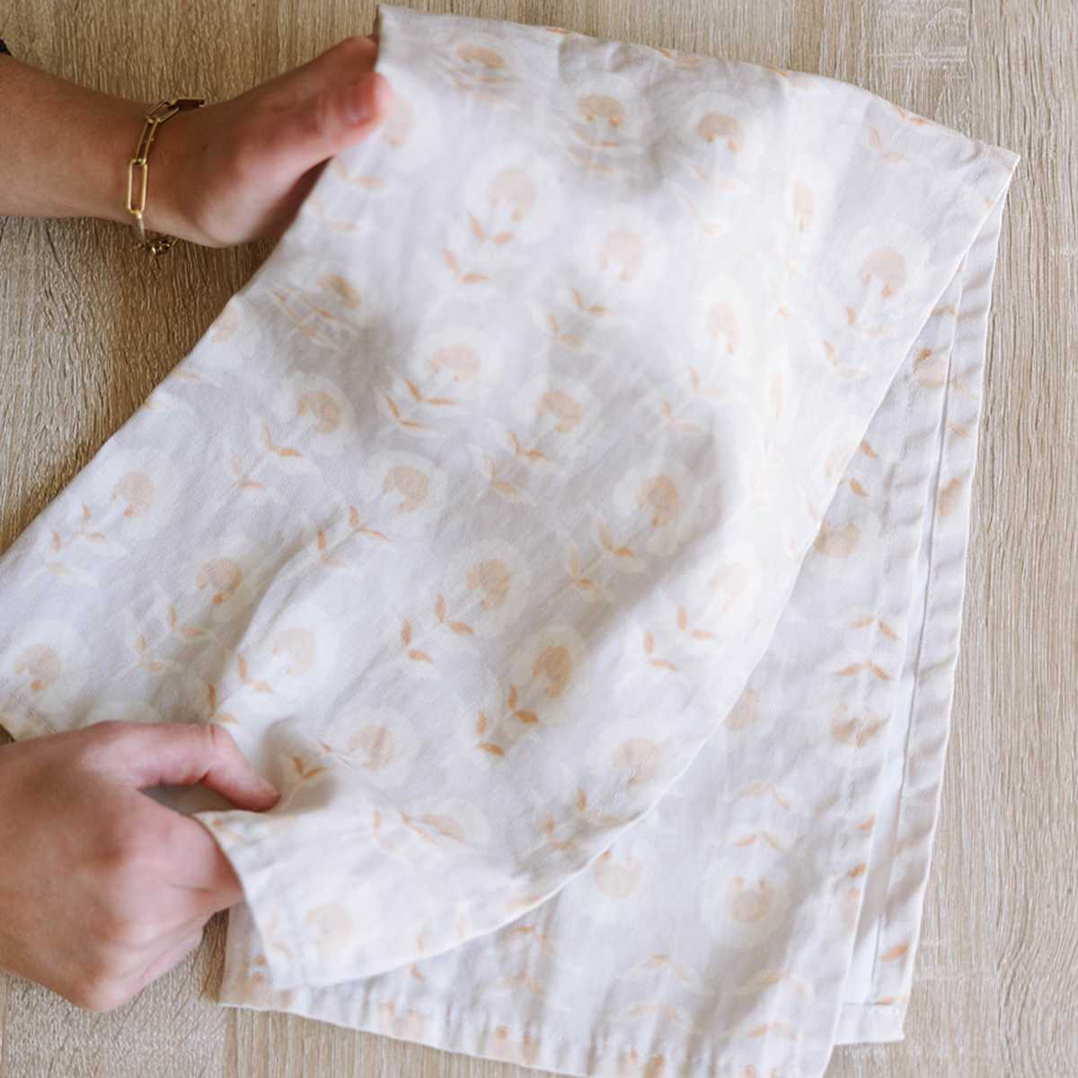 Grey Floral Cotton Twill Kitchen Towel