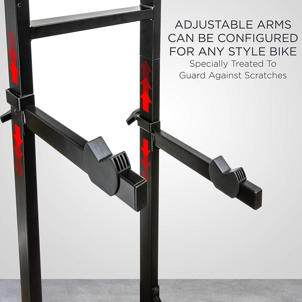 Freestanding Garage Bike Rack with Adjustable Hooks for 2 Bicycles