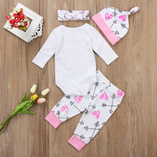 Newborn Girls Letter Printed 3 Piece Winter Clothing Set