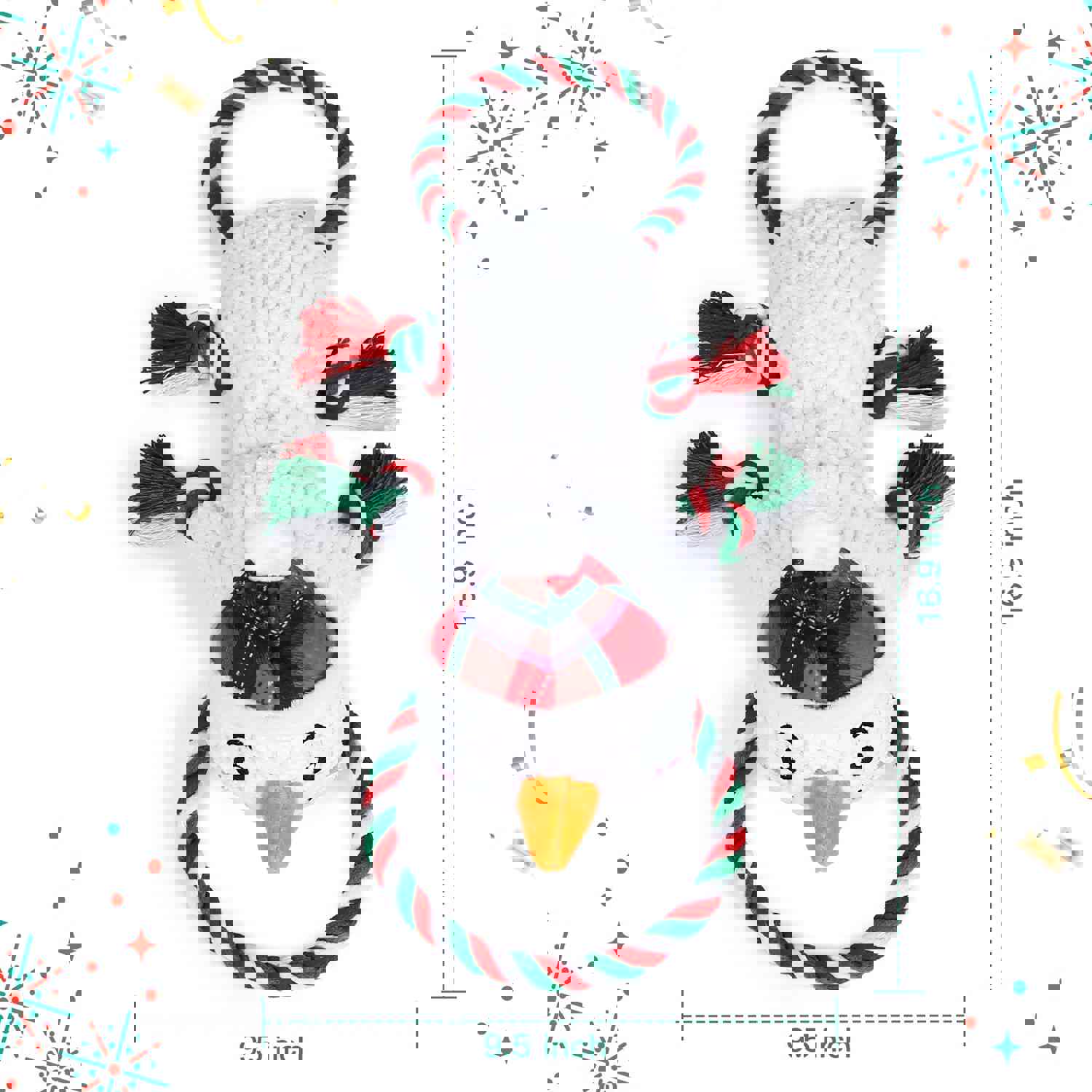 IOKHEIRA Christmas Snowman Squeaky Dog Toy - Interactive Plush Chew Toy with Crinkle Paper & Knotted Rope for Teeth Cleaning