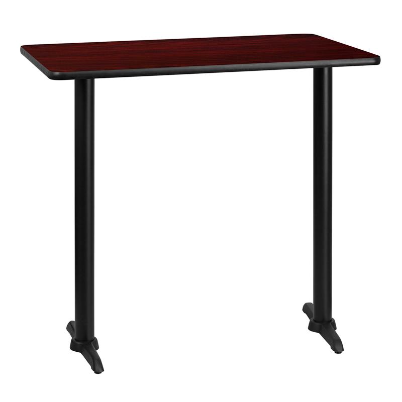 Flash Furniture 30 x 42 Rectangular Mahogany Laminate Bar Height Table with Base