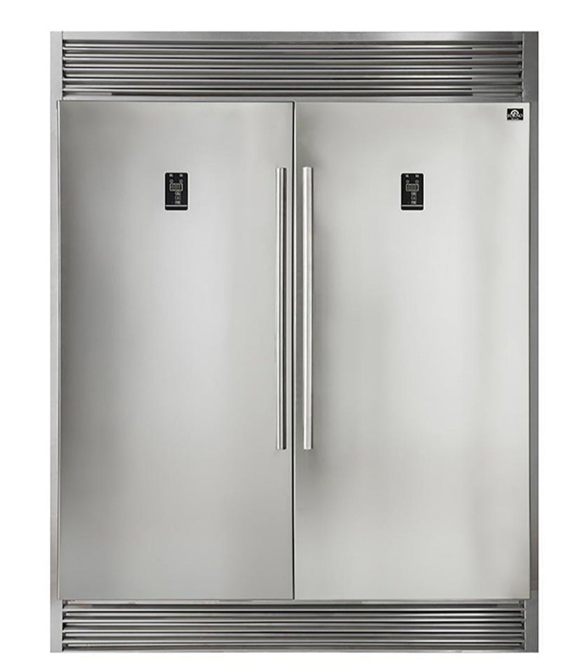 FORNO Combo Rizzuto 60'' Right and Left Swing Refrigerator/Freezer Stainless Steel 13.8 cu.ft with Grille Trim Kit