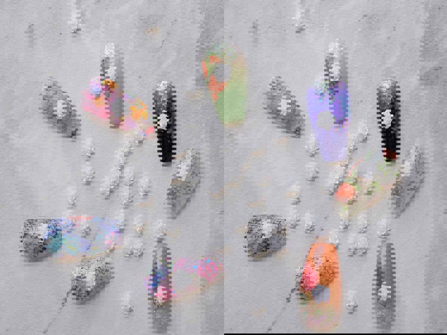 20pcs 3D Floral Nail Decals - Rose Flower DIY Charm for Nail Gel Polish Acrylic Design