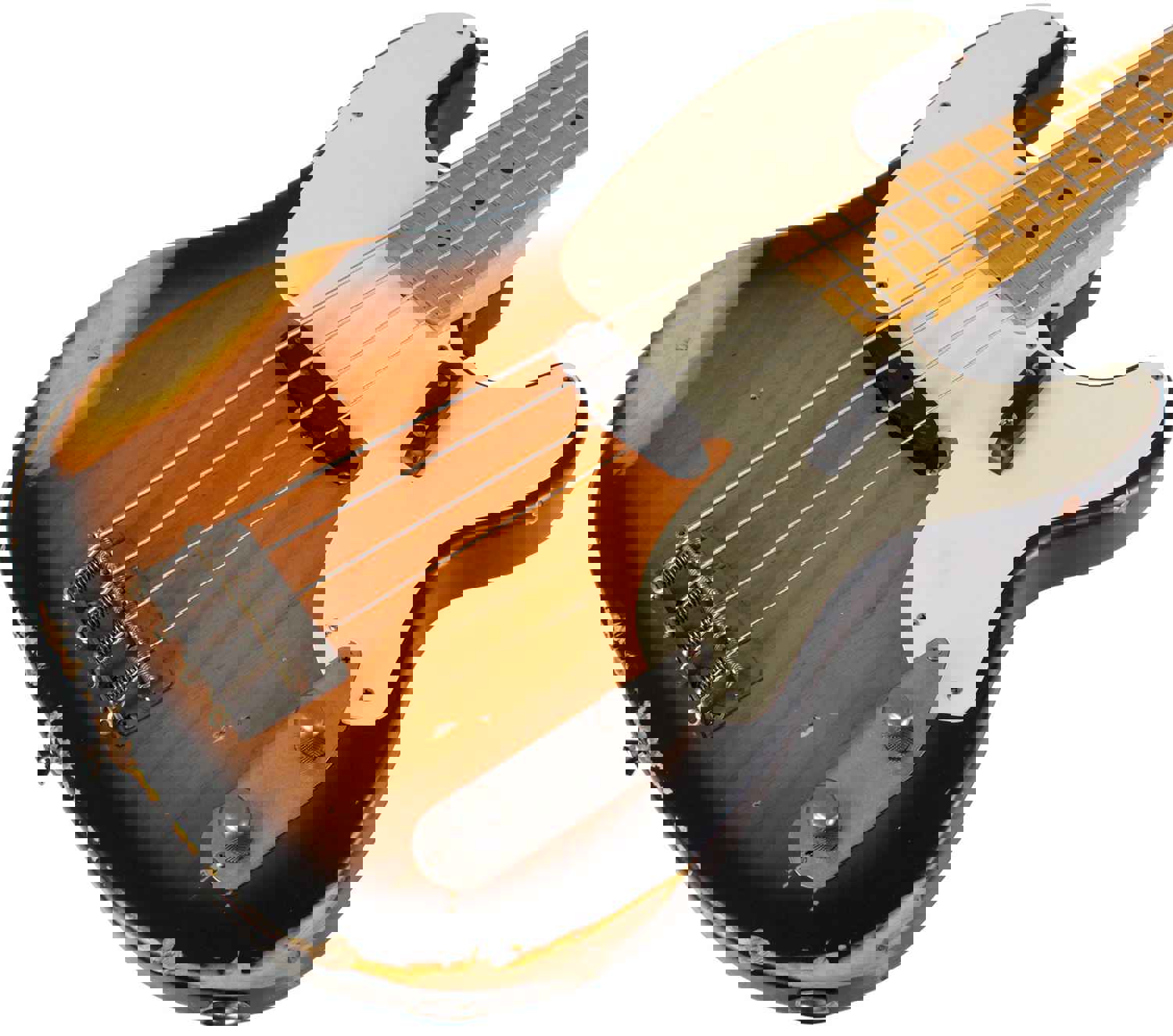 Nash PB-55 Bass Guitar, 2-Tone Sunburst, Medium Aging