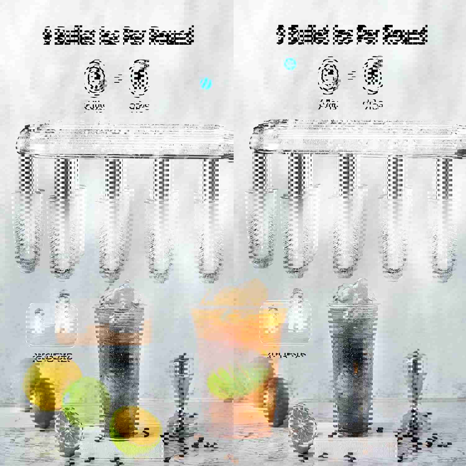 Countertop Ice Maker - 6 Mins/9 Pcs Bullet Ice, 26 Lbs/24Hrs, Self-Cleaning, Portable for Home/Kitchen/Office/Party (Grey)