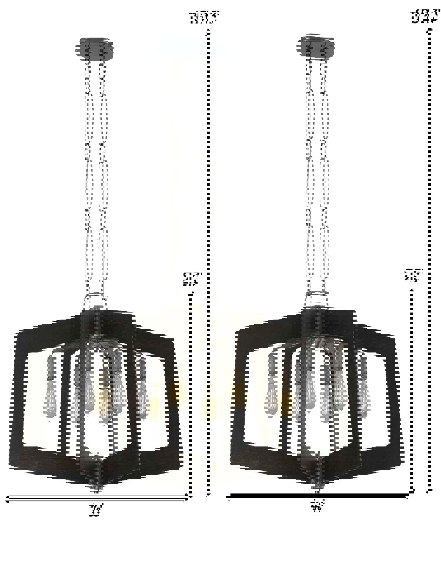 Lofty 6-Lt Linear Pendant - Steel/Zebrawood