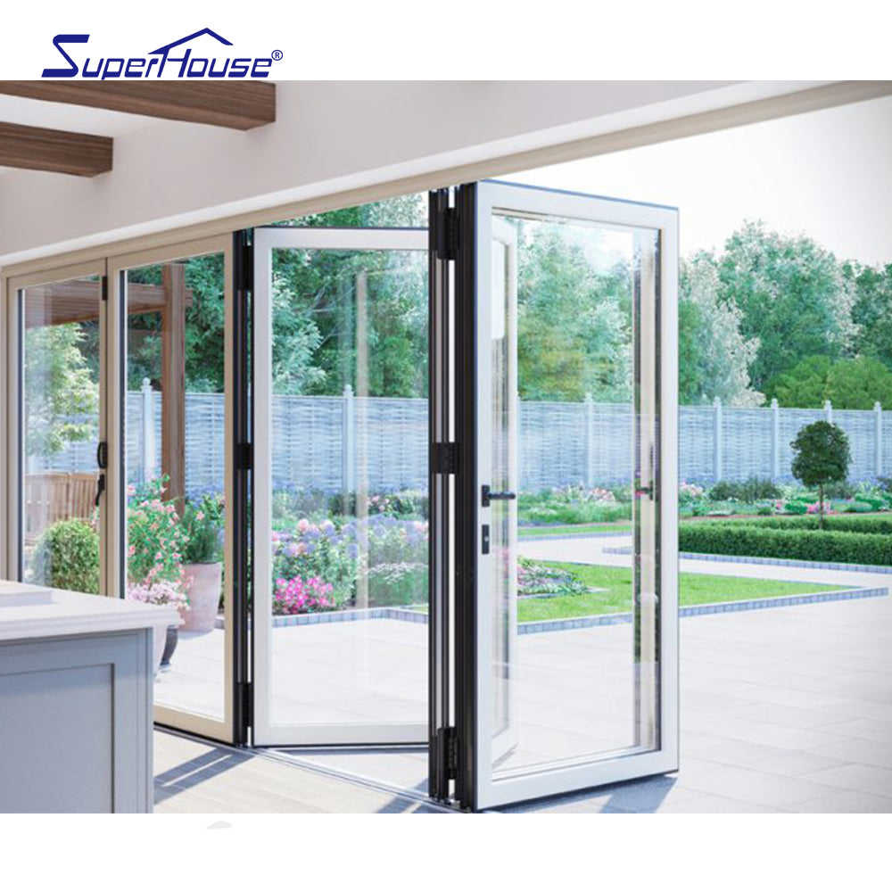 Miami-Dade County Approved Energy Efficient Aluminum Glass Folding Door with Blinds Insert