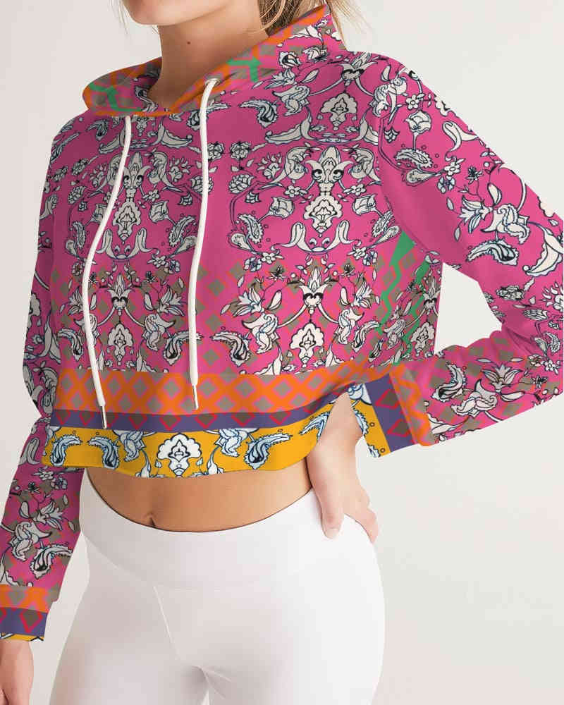 MIRACULOUS FLOWERS -PINK Women's Cropped Hoodie