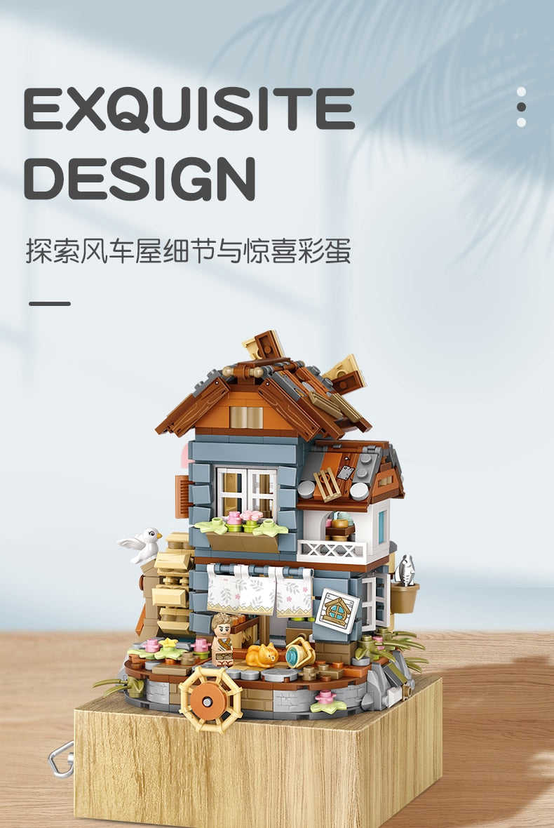 LOZ Classical Windmill House Music Box - Building Blocks Toy