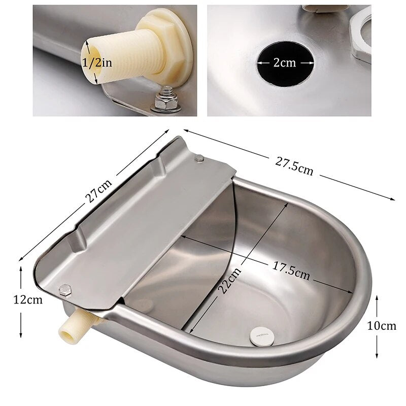 Stainless Steel Automatic Float Valve Water Bowl for Cattle, Horse, Sheep, and Pets