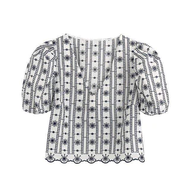 Fashion Matching Embroidery Cropped Top