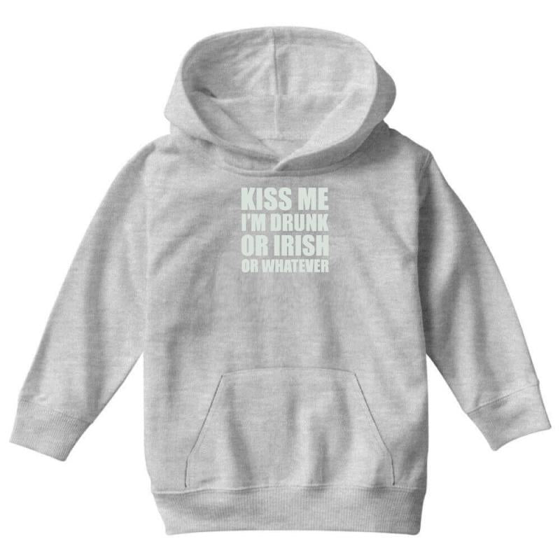 Kiss Me I'm Drunk or Irish Youth Hoodie by MDK ART
