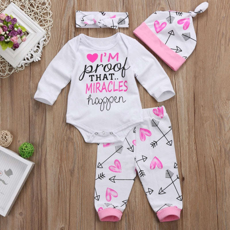 Newborn Girls Letter Printed 3 Piece Winter Clothing Set