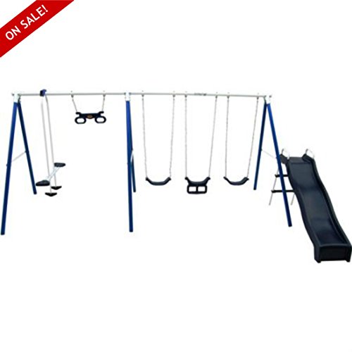 Skrootz Swing and Slide Set - Metal Outdoor Play Center for Kids