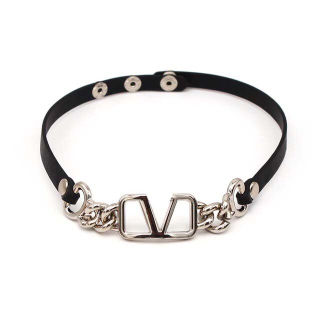 Leather Letter DD Pendant Necklace for Women - Punk Style Stainless Steel Chain Jewelry