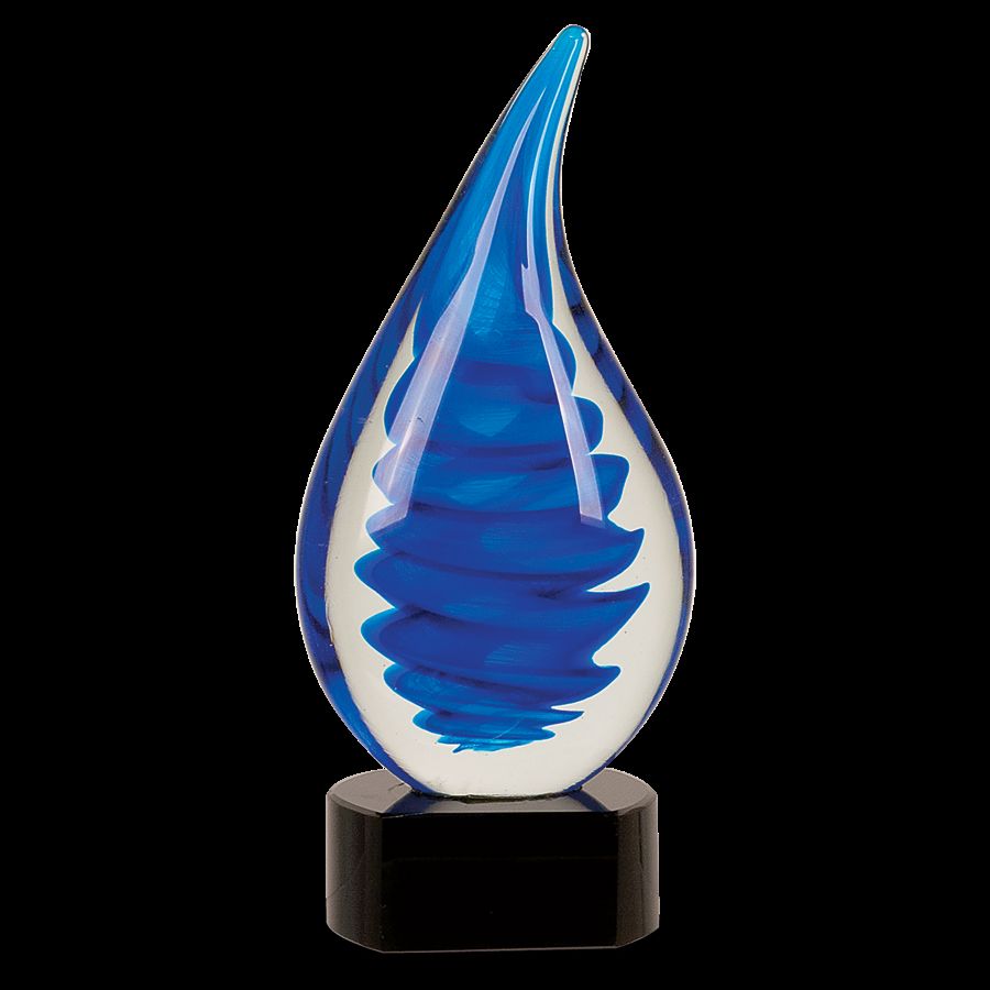 Personalized Blue Twist Raindrop Art Glass - 10 1/4 Size