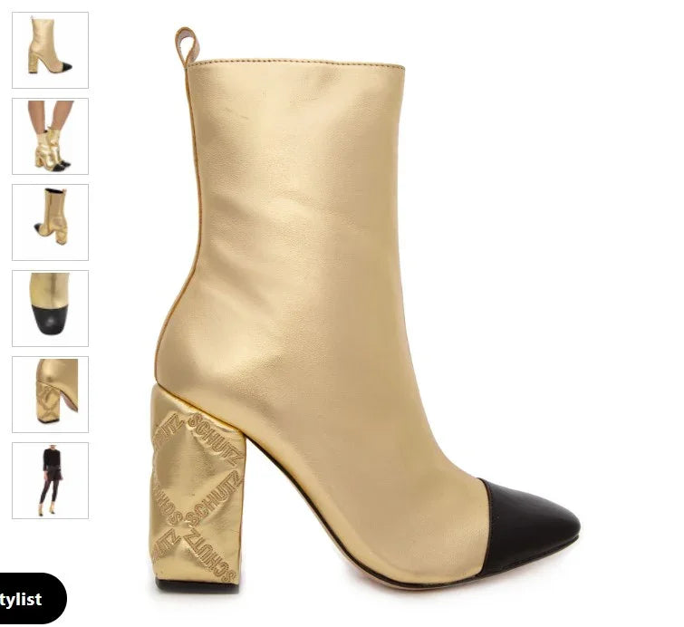 Personal Shopper Service - BOTA FEMININA TIDAH SALTO MÉDIO - DOURADO - DDP