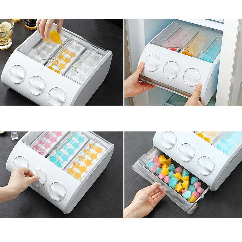 Refrigerator Storage Drawer 30 Grid Small Ice Cube Mould Box Popsicle Molds Maker Tray
