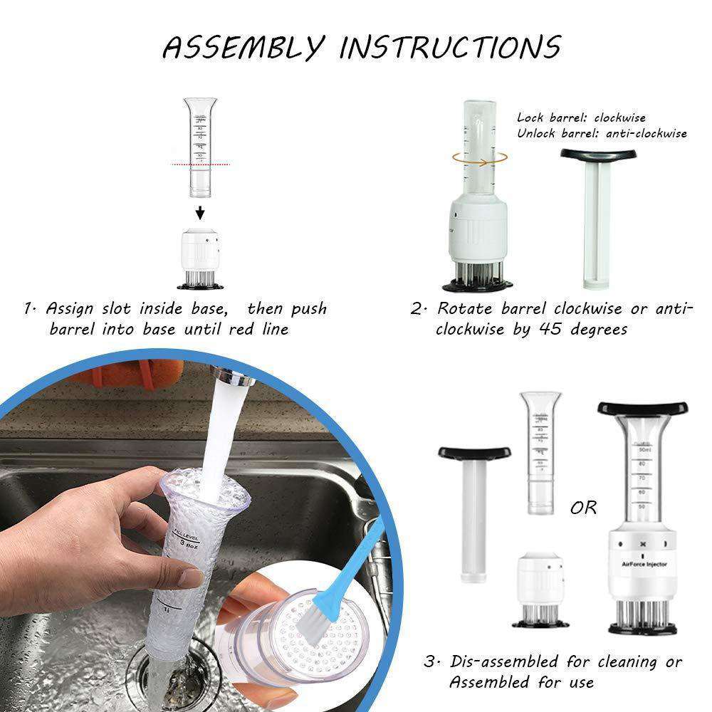 TGE-V Meat Tenderizer Sauce Injector with 30 Stainless Steel Needles for BBQ Grill Smoker