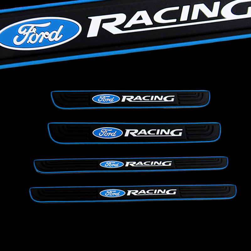 For Ford Racing Blue 3D Door Sill Scuff Panel Cover Decal Protector - Anti Scratch (4PCS)