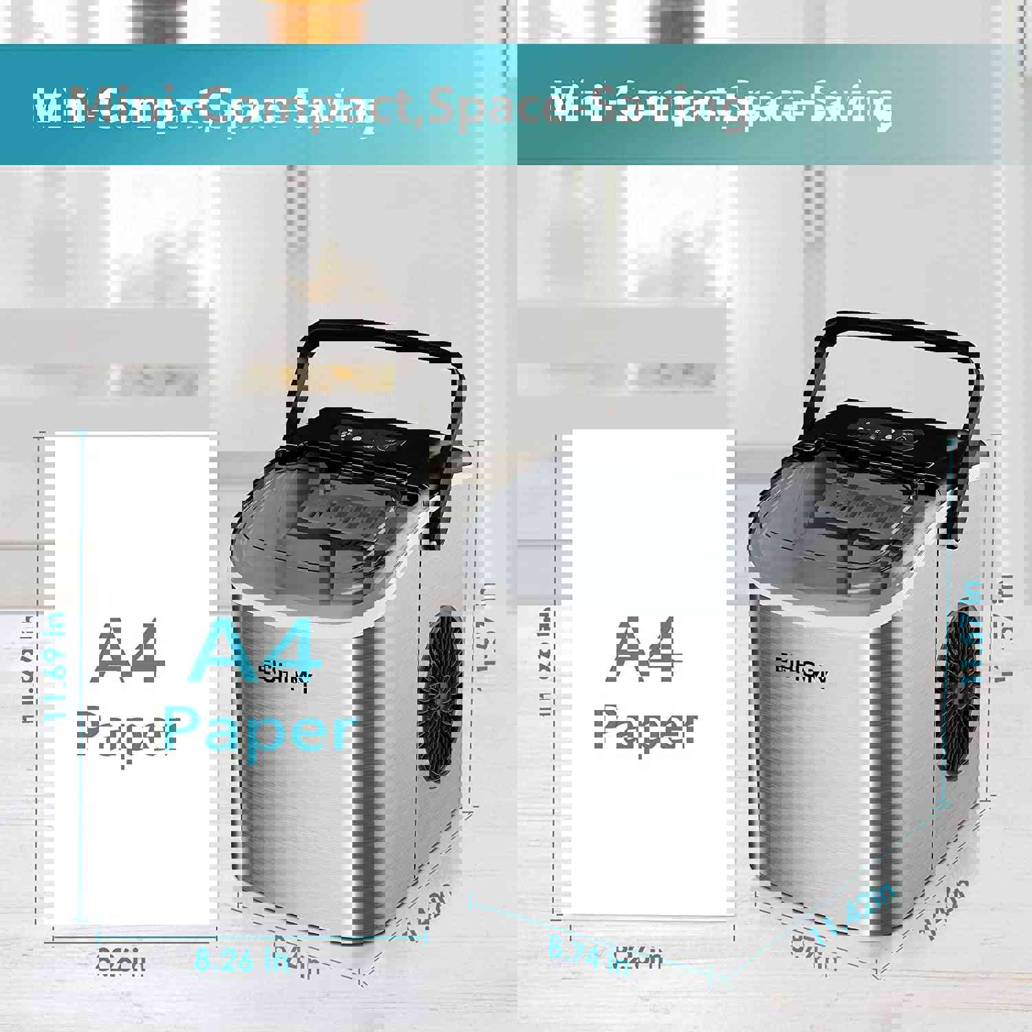 Countertop Ice Maker Machine with Handle, 26Lbs in 24Hrs, 9 Ice Cubes Ready in 6 Mins, Auto-Cleaning Portable Ice Maker with Basket and Scoop, for Home/Kitchen/Camping/RV (Silver)