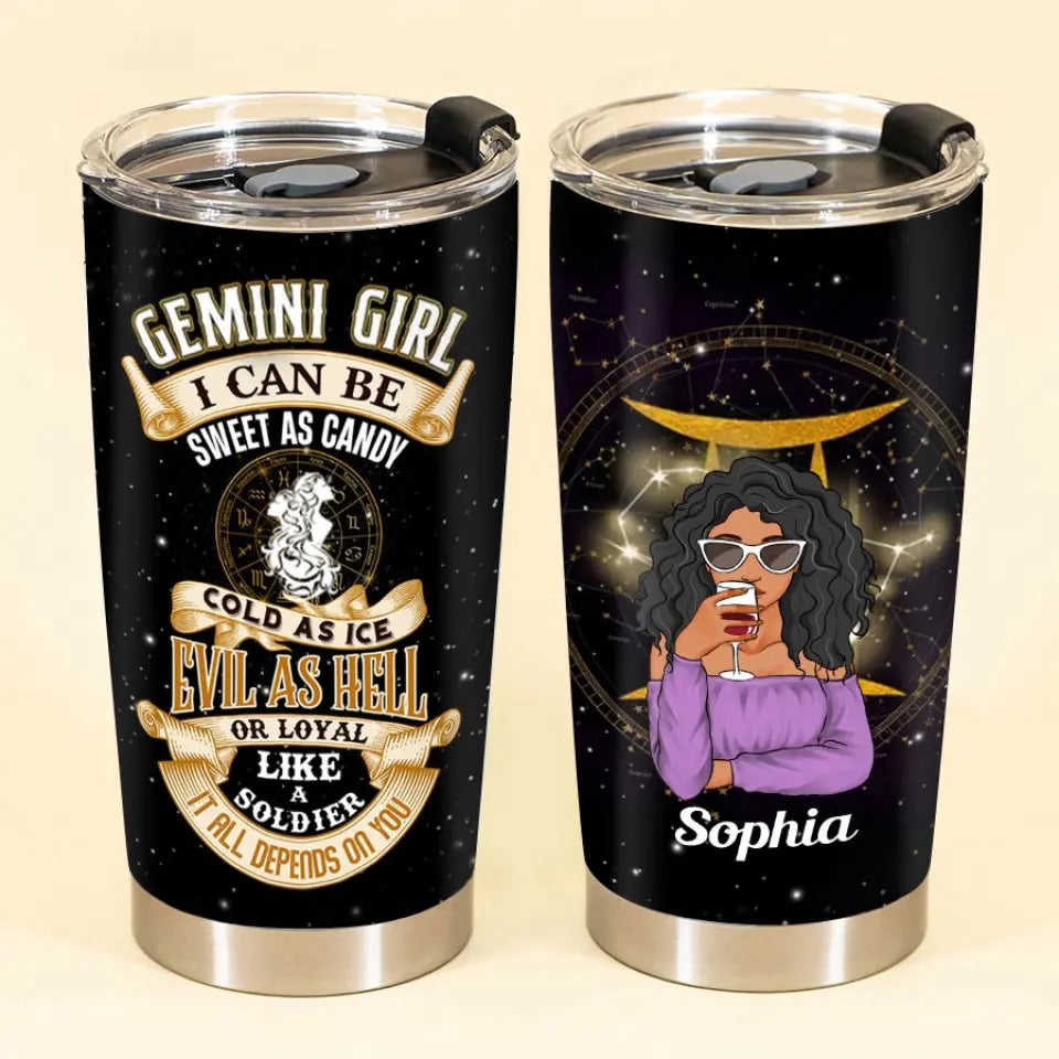 Personalized Gemini Zodiac Tumbler - Stainless Steel Insulated Cup for Women