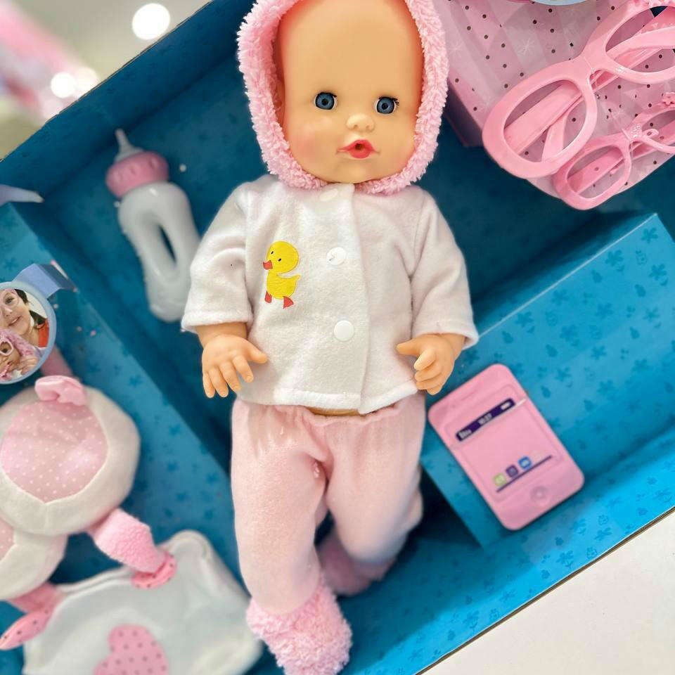Interactive Peeing Baby Doll Set with Glasses & Toy Accessories