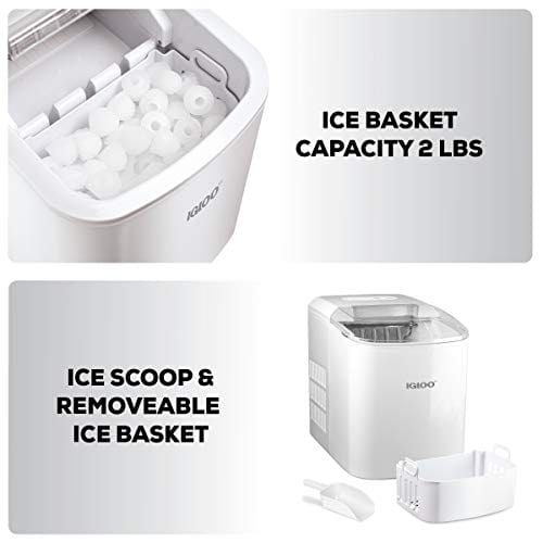 Igloo ICEB26WH Automatic Portable Electric Countertop Ice Maker Machine, 26 Pounds in 24 Hours, White