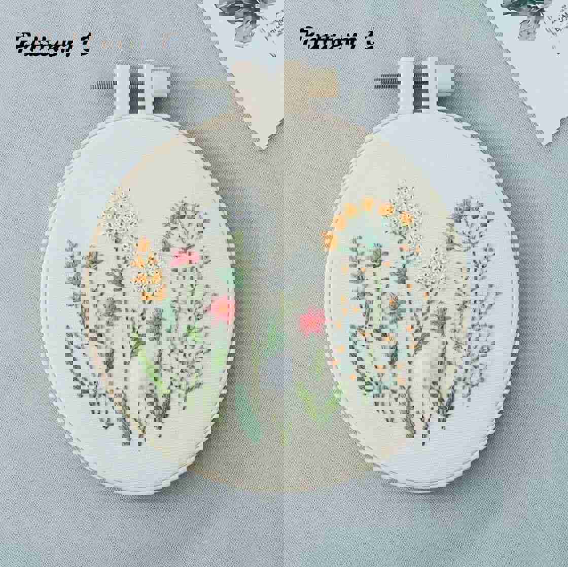 Beginner Floral Embroidery Kit with Baby’s Breath, Daisy, Dandelion, and Rose Designs