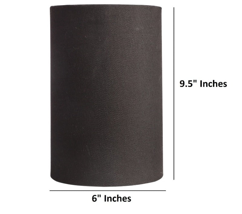 BTR CRAFTS Black Cylinder Lamp Shade, Cotton Fabric (6 Inches)