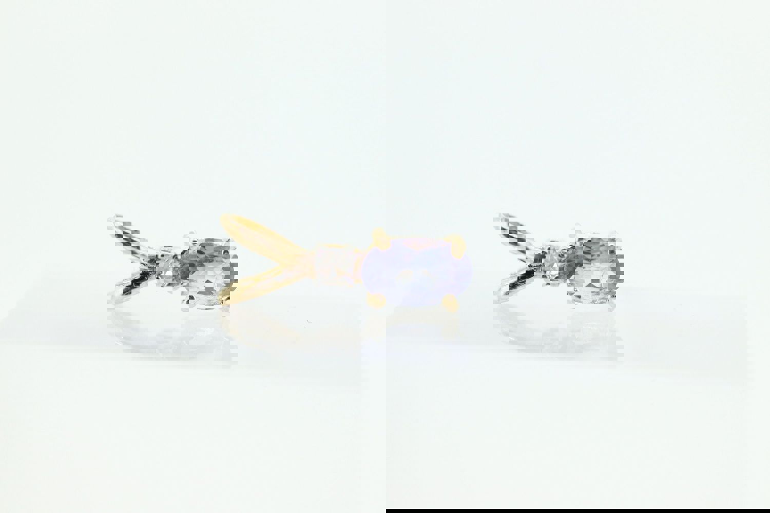 14k Tanzanite and Diamond Pendant - Dainty Oval Cut Solitaire Pendant