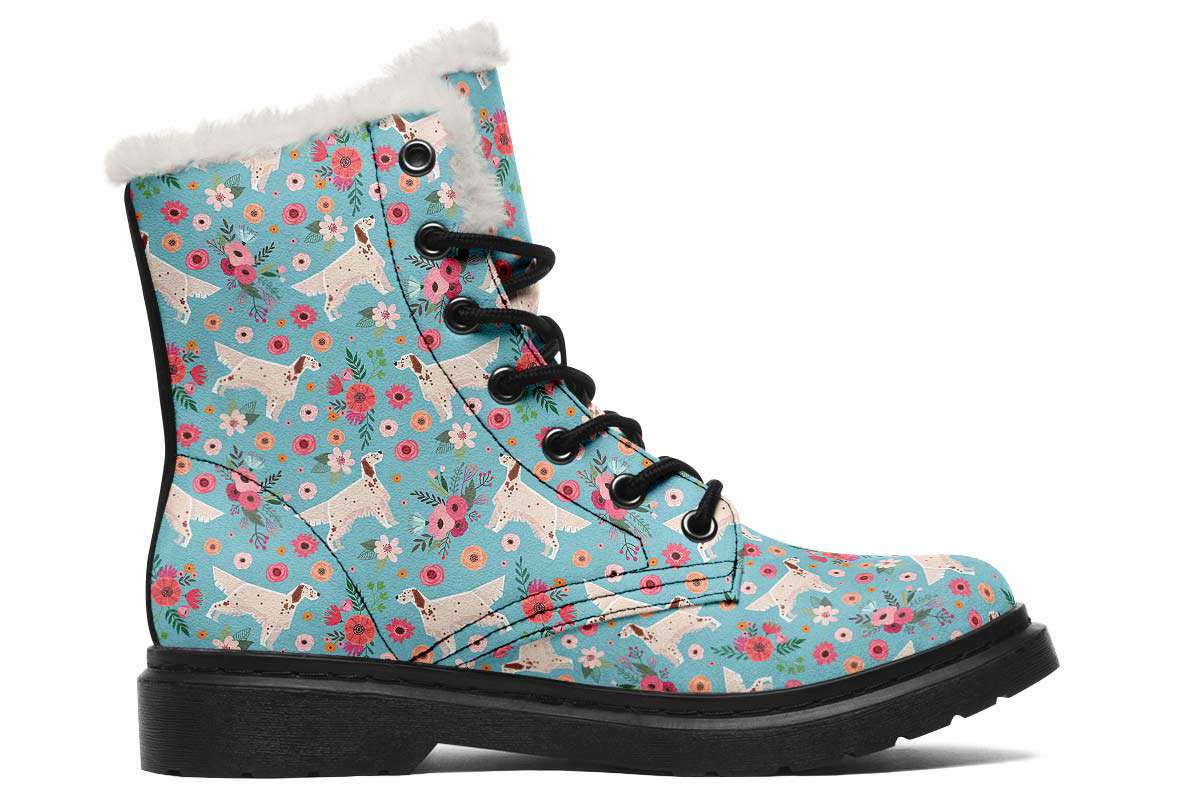 English Setter Flower Winter Boots - Custom Printed, Handcrafted On Demand