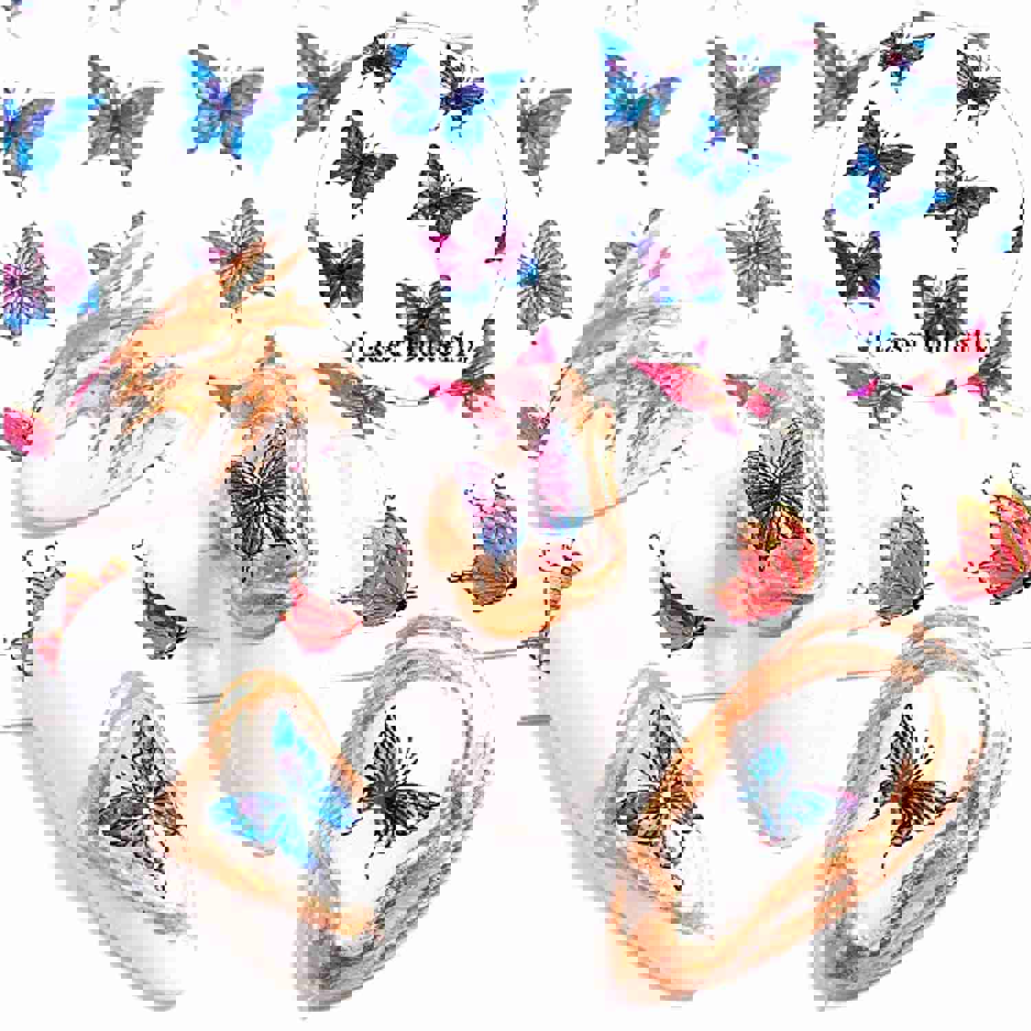 Butterfly Nail Art Stickers - 3D Self-Adhesive Floral Nail Decals (6 Sheets)