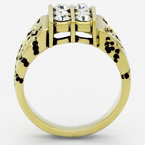 IP Gold (Ion Plating) Stainless Steel Ring with Top Grade Crystal for Women - Style TK774