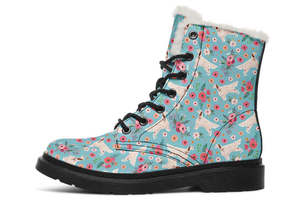 English Setter Flower Winter Boots - Custom Printed, Handcrafted On Demand