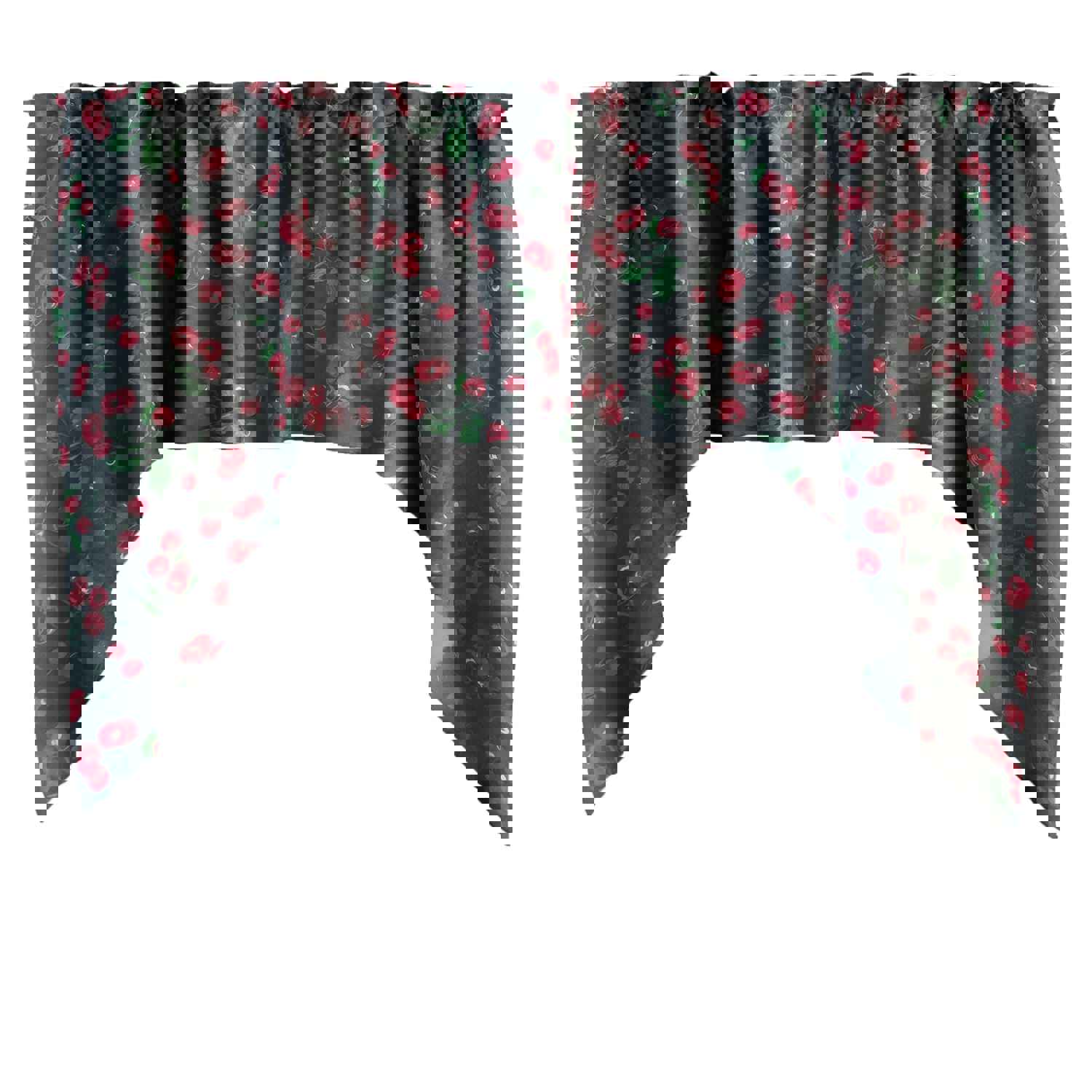 Swag Valance Cotton Cherries Allover Print 58 Wide / 36 Tall