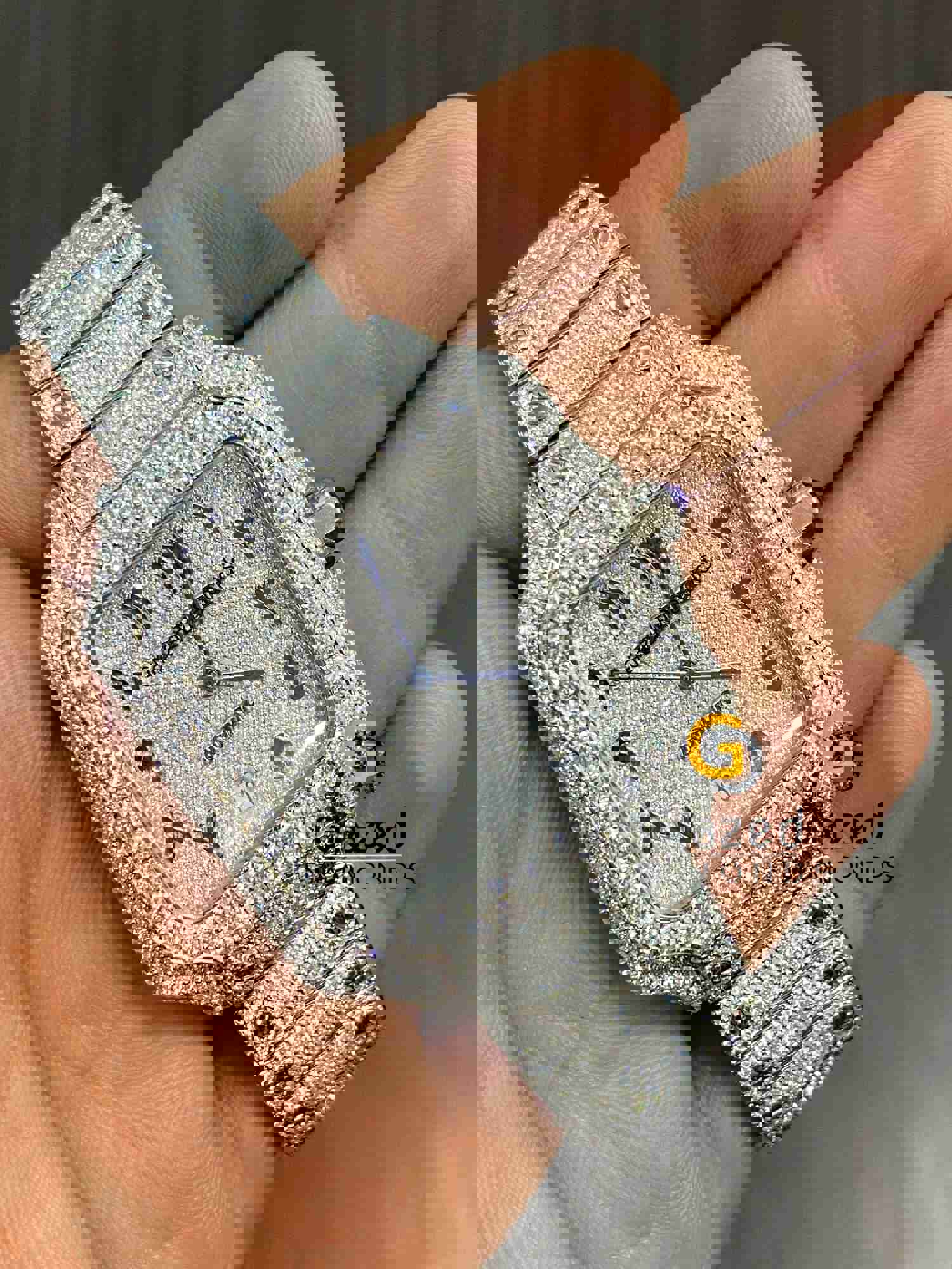 Black Arabic Numerals Fully Loaded Moissanite Hip Hop Watch