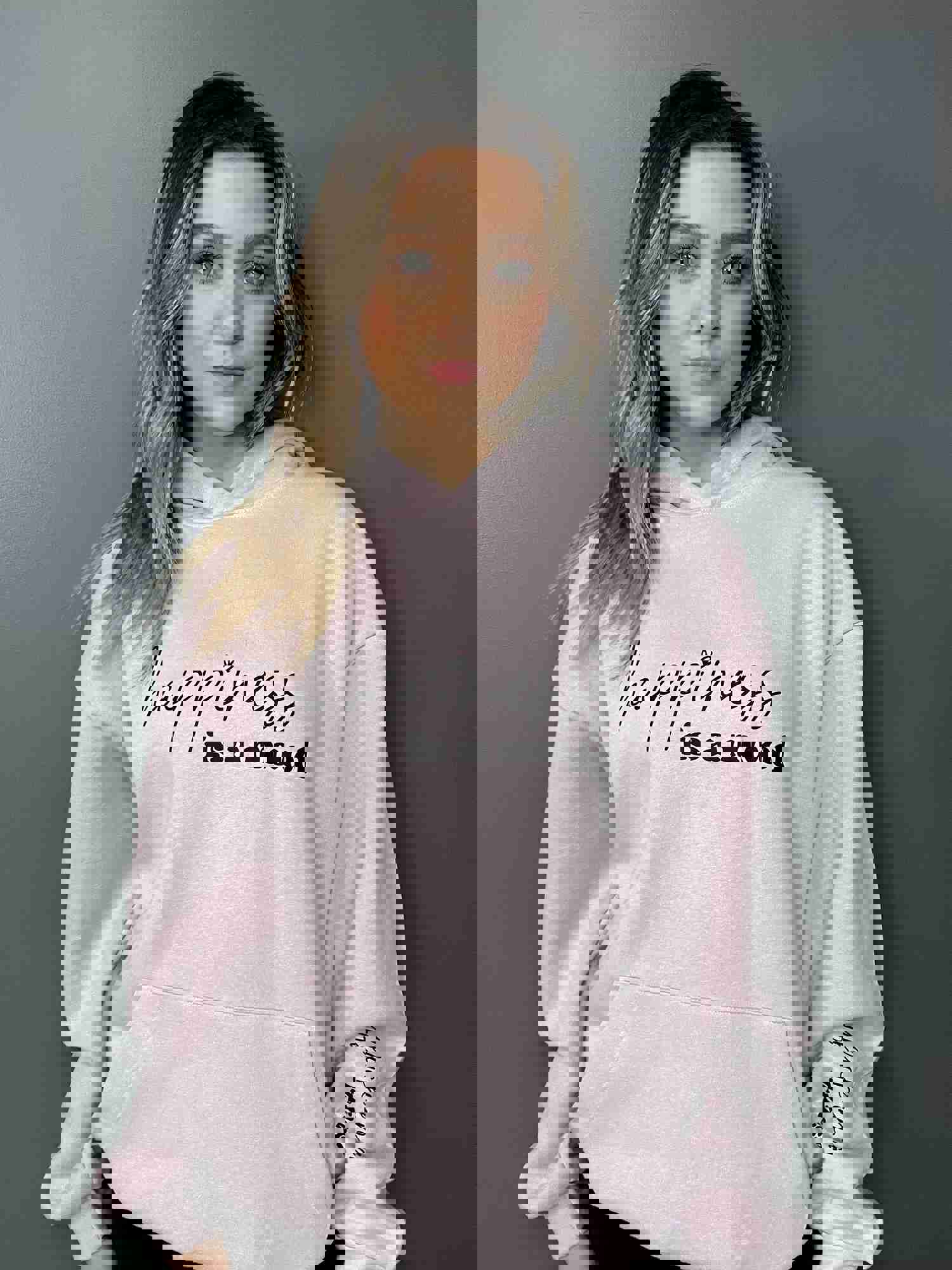 Happiness Is A Mood and F*ck Em Is A Mindset Hoodie with Sleeve Design