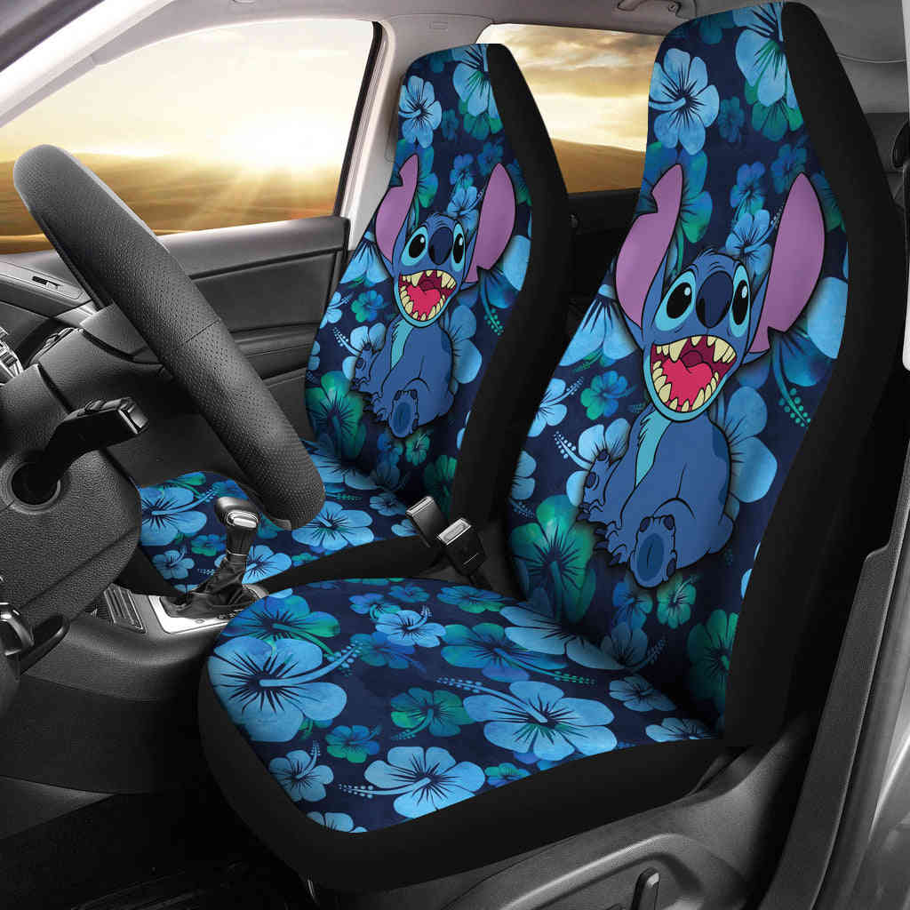 Stitch Car Seat Covers Hawaii Flowers - Custom-Made Car Accessories