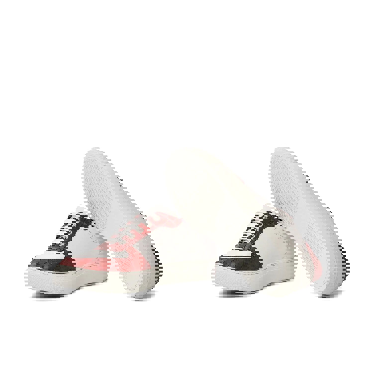 DapperFam Rivale in Red Mens Italian Croco Embossed Leather Trainer