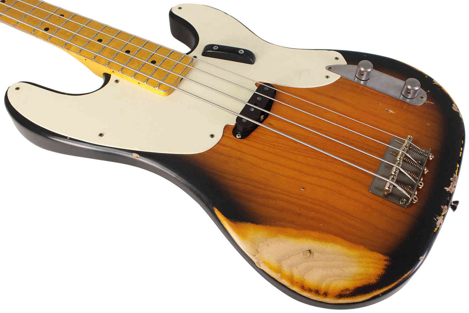 Nash PB-55 Bass Guitar, 2-Tone Sunburst, Medium Aging