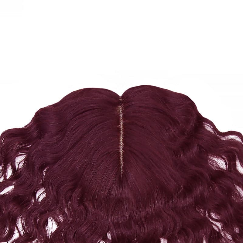 Susan Curly Human Hair Topper For Thinning Crown 10*12cm Silk Base Wine Red